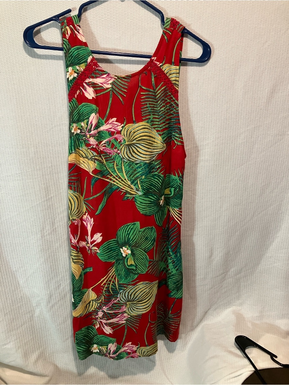 Roxy Red Tropical Print Dress with Green Accents - Picture 2 of 11